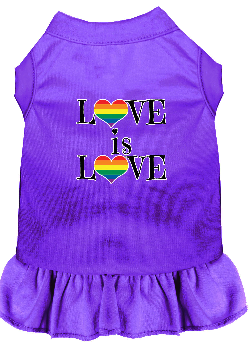 Love is Love Screen Print Dog Dress Purple XS